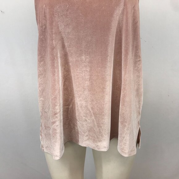 MADEWELL - WOMEN'S LARGE - PINK SPAGHETTI STRAP V NECK VELOUR TANK CAMISOLE - Picture 3 of 7